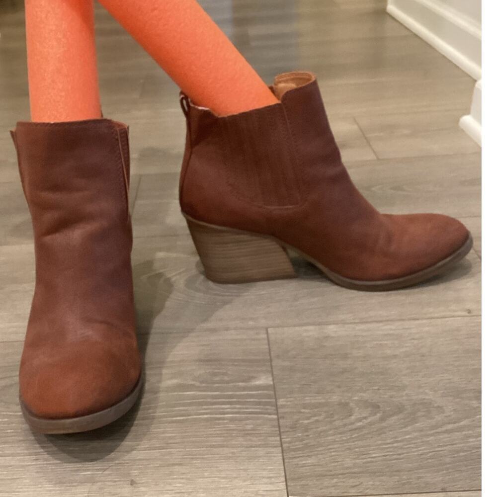 Korks Womens Hadley Block Heel Bootie Ankle Brown US 9.5 Vegan Bohemian Casual